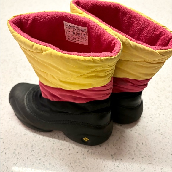 Columbia girls snow boots - size 3 - pink, yellow, black - used good condition - Picture 3 of 13